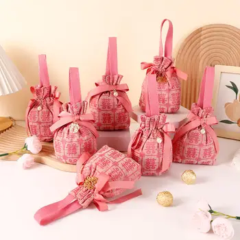 Ružová Candy Bag Svadobné Zapojenie Krst Narodeniny, Darček Taška Dovolenku Stranou Dodávky Osobné Šnúrkou Taška Balenie