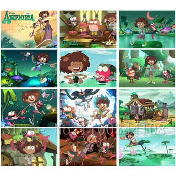 Disney TV Show Amphibia Puzzle pre Deti Inteligencie Vzdelávania Cartoon Skladačka Puzzle Rodič-Dieťa, Interaktívne Hry, Hračky