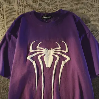 New American Retro Spider Print T shirt dámske 2023 Hot Predaj Voľné Ulici mužov Dopamínu Topy lete ročníka, gotické oblečenie y2k