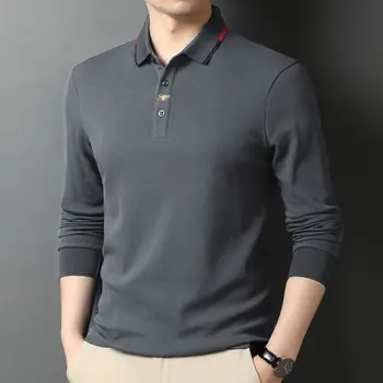Top Unicolor Formálne Tričko pre Muža, Červená Obyčajný Polo pánske Oblečenie Emo Y2k Dizajnér Normálne Väčšinu Dlhý Rukáv Pružnosť Nové Veľkosť