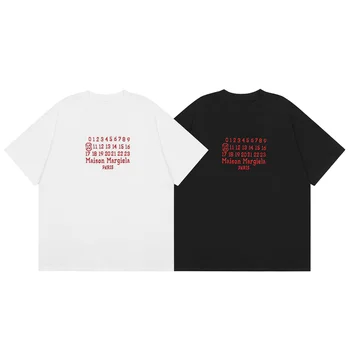 Červená Vyšívané Písmená Minimalistický Logo Mm6 Margiela Číselné tlač T-shirt Vysokú Kvalitu, T Košele 1:1 Muži Ženy Topy Tees