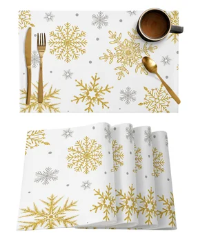 Vianočné Zlaté Snowflake Štruktúru Tabuľky Mat Dovolenku Kuchyňa Jedálenský Stôl Dekor Placemat Svadobné Party Dekor Tabuľka Obrúsok
