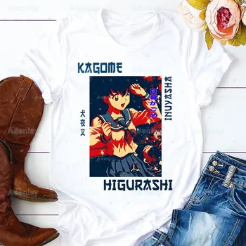 Feudálnej Demon Anime Inuyasha Krátky Rukáv Fashion T-shirts Top Sesshoumaru Kagome Higurashi T Shirt Dámske Grafické Tričko T-Shirt