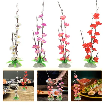 4 Ks Malé Umelé Rastliny Falošné Kvetinový Ornament Usporiadanie Plastové Handričkou Simulácia Dekor