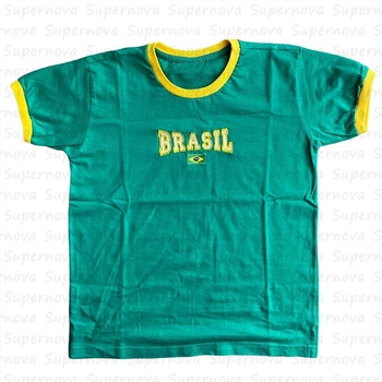 y2k streetwear kawaii plodín top slim t-shirt dámske letné oblečenie 2023 90. rokov dievčatá vintage oblečenie Brazílsky estetické