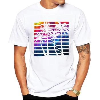 TEEHUB Povolanie Mesto Lete Muži T-Shirt Vyzliekol Pláži Strom Tlačených Tričká Krátky Rukáv Tshirts Harajuku Čaj