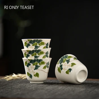 1 Ks Čínskych Keramické Teacup Čajové Misky Kvetinový Vzor, Ručné Porcelánovú Šálku Čaju Domácnosti Čaj Nastaviť Prenosné Cestovné Meditácie Pohár