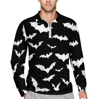 Bat Bežné T-Shirts Človeka, Zvierat Vzor Dlhý Rukáv Polo Shirts Zase Dole Golier Chladné Jesenné Vlastné Tričko Plus Veľkosť