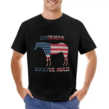 Quarter Horse s American Flag T-Shirt vintage šaty, letné šaty, ťažká váha, t košele pre mužov