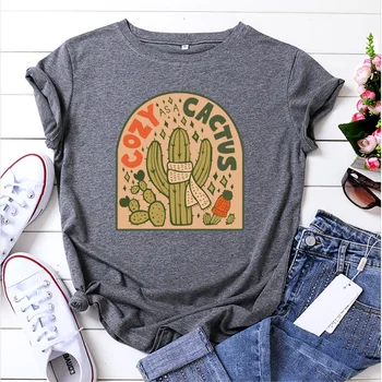 Kreatívne Kaktusy Kvety Tlače graf tričká dámske dámske to bavlnené tričko, Šortky Opustiť ťa doprava zadarmo.
