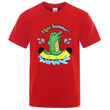 Milujem Leto Malý Krokodíl Vziať Na Loď T-shirt pánske Módne Bavlna Top Voľné Letné T-shirt Bežné Plus Veľkosť T-shirt