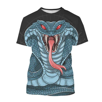 Pánske Cobra Umenie Short-sleeve T Shirt Zvierat Had Ležérne Módne Tričko Viper Harajuku Tlač Streetwear Top