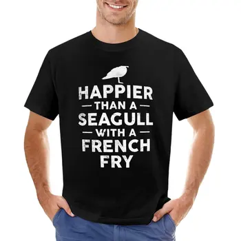 Šťastnejší Ako čajkou S francúzskou Smažiť T-Shirt chlapcov zviera tlače, košele, Blúzky, mens t tričko