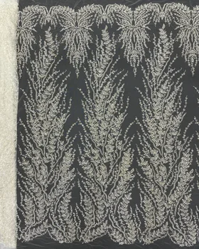 Lesklý Strieborný Korálkové Flitrami Tylu Oka Textílie, Čipky Svadobné Šaty Oblečenie, Šitie Textílie 2023 NOVÉ