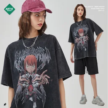 Horúce Anime Grafické T-shirt Dámy Vintage Nadrozmerná Tees Muž Hip Hop Streetwear Lete Cartoon Vysokej Kvality Krátkym Rukávom Unisex