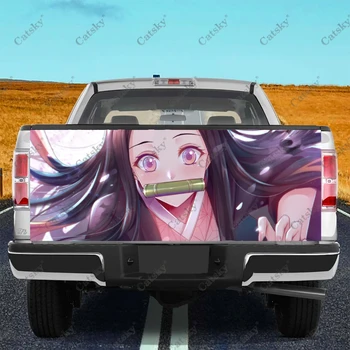 Japonské Anime Démon Vrah Kamado Nezuko Auto Chvost batožinového priestoru Chrániť Nálepky Odtlačkový Auto Strane Dekor Nálepka pre SUV Off-road Pickup