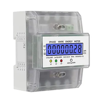 Elektromerom 3 Phasig 4 Rebrík, Power Meter Hutschiene s LCD Displejom, Digitálny Merač Elektriny 230V a 400V 5-100A
