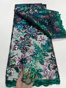 Francúzsky Oka Tylu Textílie 2023 Najnovšie Zelená Afriky 3D Flitre Čipky Textílie pre Nigéria Luxusné Svadobné Svadobné Šaty Šiť J7193
