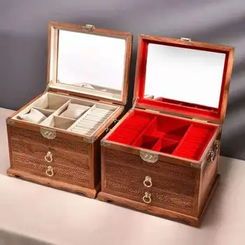 Mjanmarsko Rosewood Šperky Box High-Grade Mahagón Čínsky Štýl, Kozmetika Úložný Box
