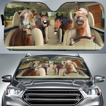 Vtipné Kôň Jazdy 3D Tlač Auto Slnečná Clona Auto Dekorácie Skladacia čelného skla Slnečník pre Ženy, Mužov SUV Auto Príslušenstvo