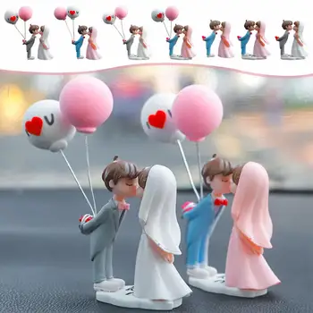 Pár Figúrka Romantický Cartoon Mini Auto Ornament Kiss Balón Pár Miniatúrne Pre Valentines Day DIY Domáce Dekorácie K3W7