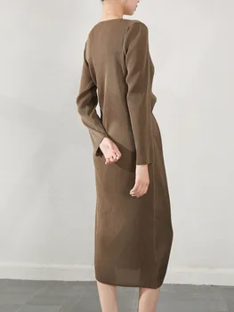 Francúzsky Dizajn Tesný Pútko Šaty Žien Jeseň Nový Skladaný Nika Módne High-end Elegantné Dlhé Šaty