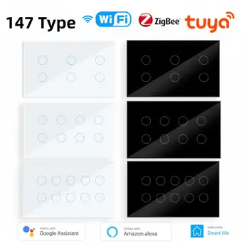 Tuya WIFI, Zigbee Smart Switch 147 Typ 6/8/10Gang Domov Stenu Prepnúť Panel Alexa Domovská stránka Google Kontroly Interruptor Pre Inteligentný Život