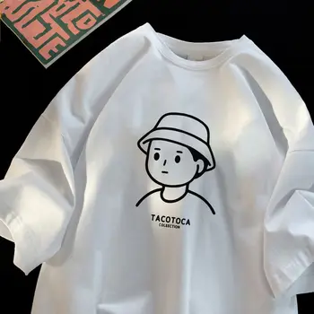 Letné Bavlna modernom Retro Grafické T-shirt pre Mužov a Ženy, American Voľné Pár Ulici Bežné Krátke Rukáv Top harajuku y2k
