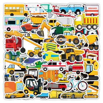 100 Ks Cartoon Truck Transport Detí Osvietenie Prenosný Počítač Telefón Izolácie Pohár Skúter Lokomotíva Prilba Nálepky
