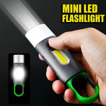 Mini Prenosné LED Keychain Baterky KLASU Strane Typ Lampy-C Nabíjateľná 4 Svetelné Režimy Pochodeň Outdoor Camping Núdzové Svietidlo