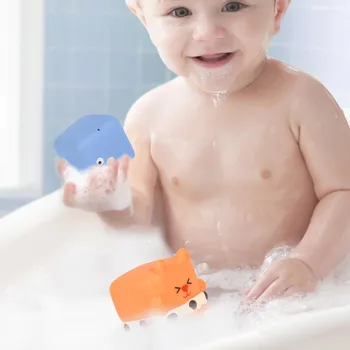 9PCS Baby Kúpeľ, Sprcha Držiteľ Hračky Stohovanie Squeeze Hračky Kawaii Zvierat Teether Squeeze rozstrekovaný Dizajn Námestie Stohovanie Hračky