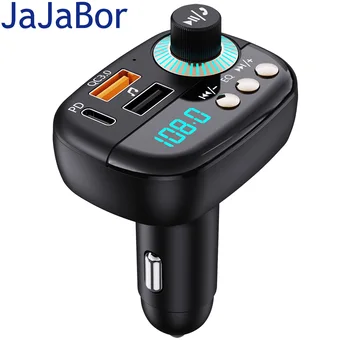 JaJaBor FM Vysielač Auto MP3 Prehrávač QC3.0 Typ C PD Rýchle Nabíjanie Duálny USB Nabíjačka do Auta Auto FM Bluetooth Hands-Free Car Kit