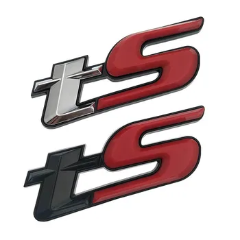 TS Logo Strieborná Červená Hliníkovým 3D Auto Nálepky, Znak, Odznak Chrome Obtlačok na Subaru Forester BRZ WRX STI Auto Styling Príslušenstvo