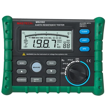 Mastech MS2302 Zem Zem Odpor Tester Digitálne Megger Izolácie Meter LCD Displej 100 Skupiny Údajov Diagnostických nástrojov 200V