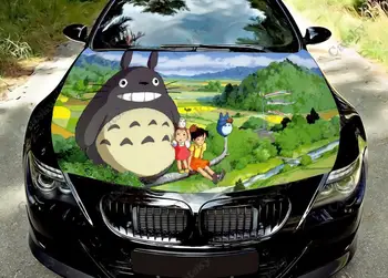 Anime Zábavné Totoro Vlastné Auto Kapota Vinylové Nálepky Zábal Vinyl Film Motora, Kryt Kotúča, Nálepky Univerzálny Auto Kapota Ochranný Film