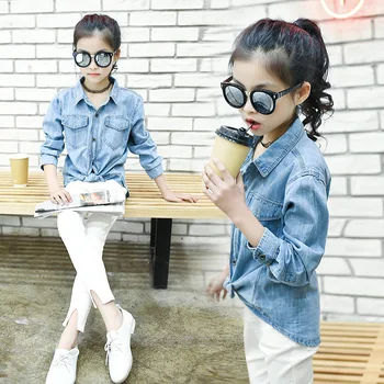 2023 Kórejský Jar Jeseň Detí Dievča Džínsové Oblečenie, Sako Deti Oblečenie Základnej Dievča Topy Potu Junior Dievča Oblek