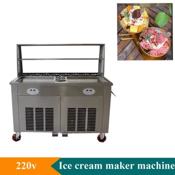 Plný Nehrdzavejúcej Ocele Vyprážané Zmrzlina Roll Stroj Ice Panvici Smažiť Ploché Ice Cream Maker Yoghourt Vyprážané Zmrzlina Stroj