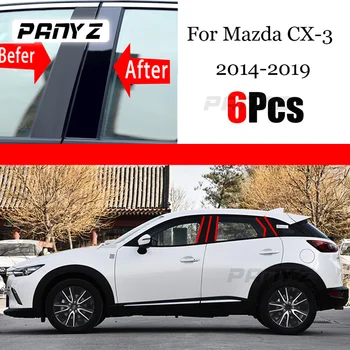 Pre Mazda CX-3 CX3 2014 - 2019 Black PC Dvere Auta Okno Strednom Stĺpci Výbava Dekorácie pásy na Ochranu Nálepky