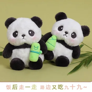 11 cm Roztomilá Panda S Bambusom Keychain Plyšový Prívesok Hračky Plyšové prívesok na Taška Prívesok Panda Keyring Bábika