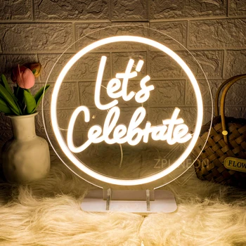 Poďme Osláviť Neon Led Prihlásiť Svadobné Party Hosť stolná Lampa Neónové svietidlo LED znamenie Narodeniny Dekor Obrad Neónový nápis Na Bar, Kaviareň