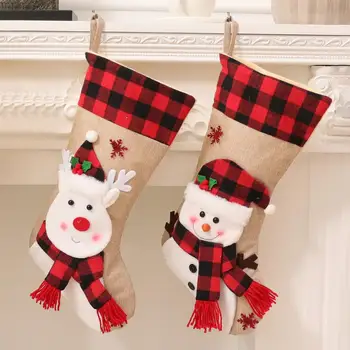 Candy Osadenie Slávnostné Vianočné Pančuchy Santa Claus Ponožka Snehuliak Jeleň Ornament Darček pre Deti Candy Bag pre Vianočný Strom