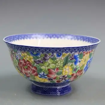 Čínsky Qing Qianlong Modré a Biele Porcelánové Famille-ruže Kvet Misa