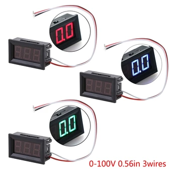 3-Wire Meter Tester LED Displej Digitálny Panel Meter DC0-100V pre Domáce