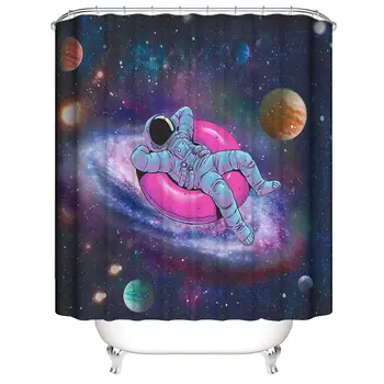 Vtipné Vesmíru Sprchový Záves Sprchové Závesy s Spaceman Galaxie a Planéty Star River Nepremokavé Polyesterové Tkaniny, Záclony