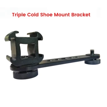 Triple Cold Shoe Mount Držiak Rozšírenie Bar Hot Shoe Mount Pre Gimbal Stabilizátor Statív Fotoaparátu Zábleskové Svetlo