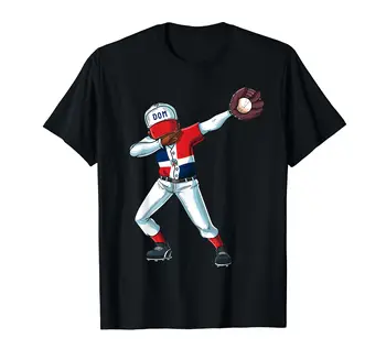 100% Bavlna Baseball Dabbing Dominikánska Republika Hráč Chytá Džbán T-Shirt MUŽI ŽENY UNISEX Tričká Veľkosť S-6XL