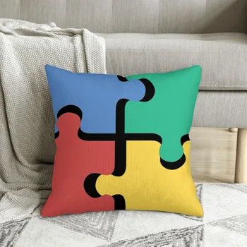 Farebná Obrazová Skladačka Skladačka Puzzle Polyester Vankúš Pre Spálne, Záhradný Dekoratívny Kawaii Vankúš