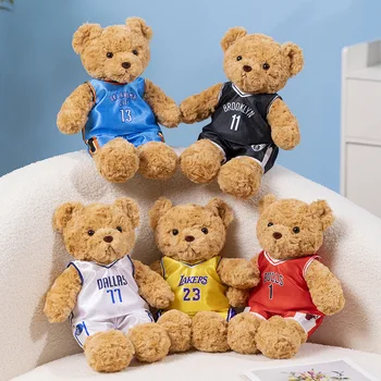 25 cm Roztomilý Medveď Plyšové Hračky Plyšového medvedíka, Nosenie Basketbalová Hviezda T-shirt Deti Hračky Narodeniny Vianočný Darček pre Basketbal Fanúšikov