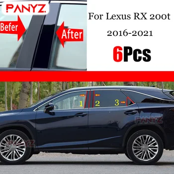 Pre Lexus RX 200t 300 350l 450h 450hl 2016-2021 Dvere Auta Okno Strednom Stĺpci Výbava Ochrana PC Čierny Pruh Dekorácie-Nálepky