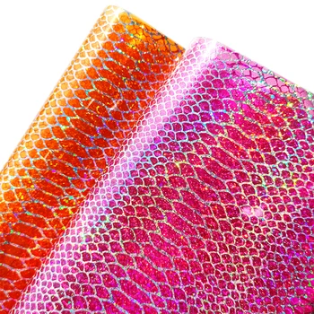 Krokodíl transparentné holografické PVC vinyl faux kožené textílie pre DIY Dáždnik Luk Kabelky Bunda Náušnice Keychain Remeslá